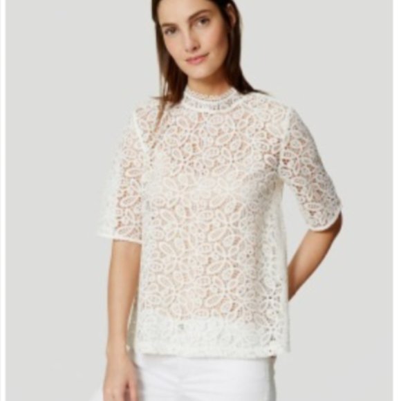 LOFT Tops - Loft lace blouse cream